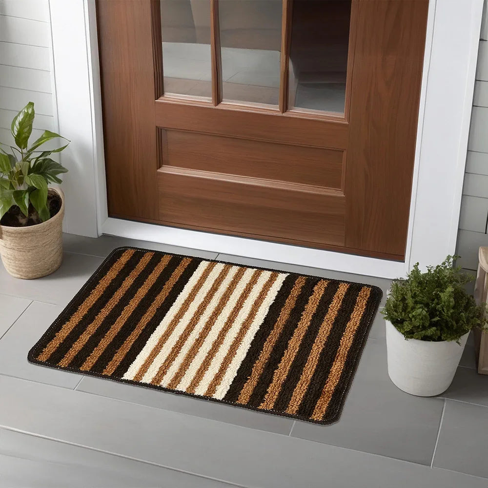 Kuber Industries Anti-Skid Water-Absorbent Door Mats for Home Micro Pearl Lining Brown